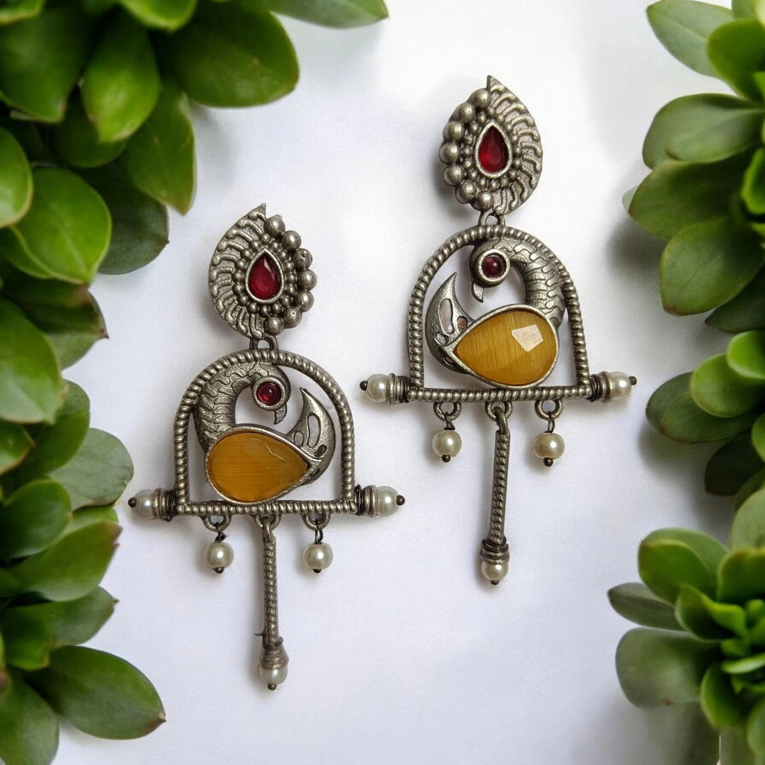 ELEGANT AASHNI SILVER OXIDISED EARRINGS [product_variant]- TelaNaari