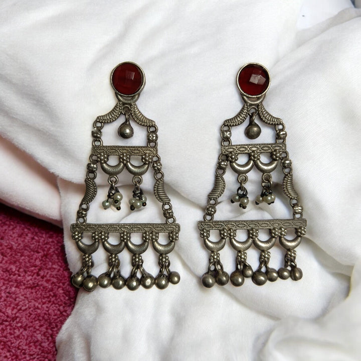 TELANAARI CLASSIC RUPAL SILVER PLATED DANGLER EARRINGS [product_variant]