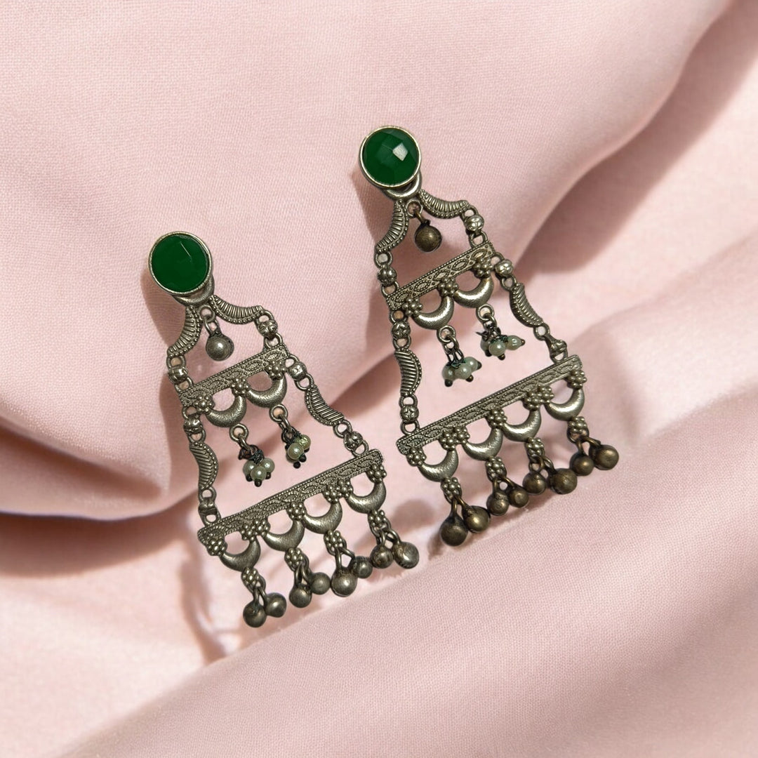 TELANAARI CLASSIC RUPAL SILVER PLATED DANGLER EARRINGS [product_variant]