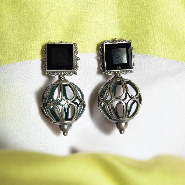 TELANAARI CLASSIC MAYURI SILVER PLATED EARRINGS [product_variant]