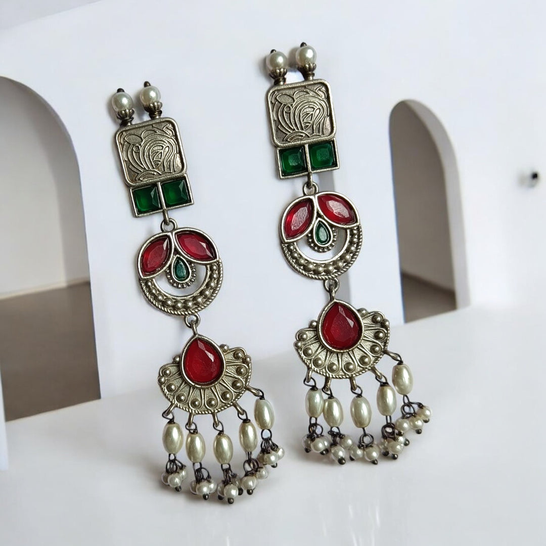 AASHMI SILVER OXIDISED EARRINGS [product_variant]- TelaNaari