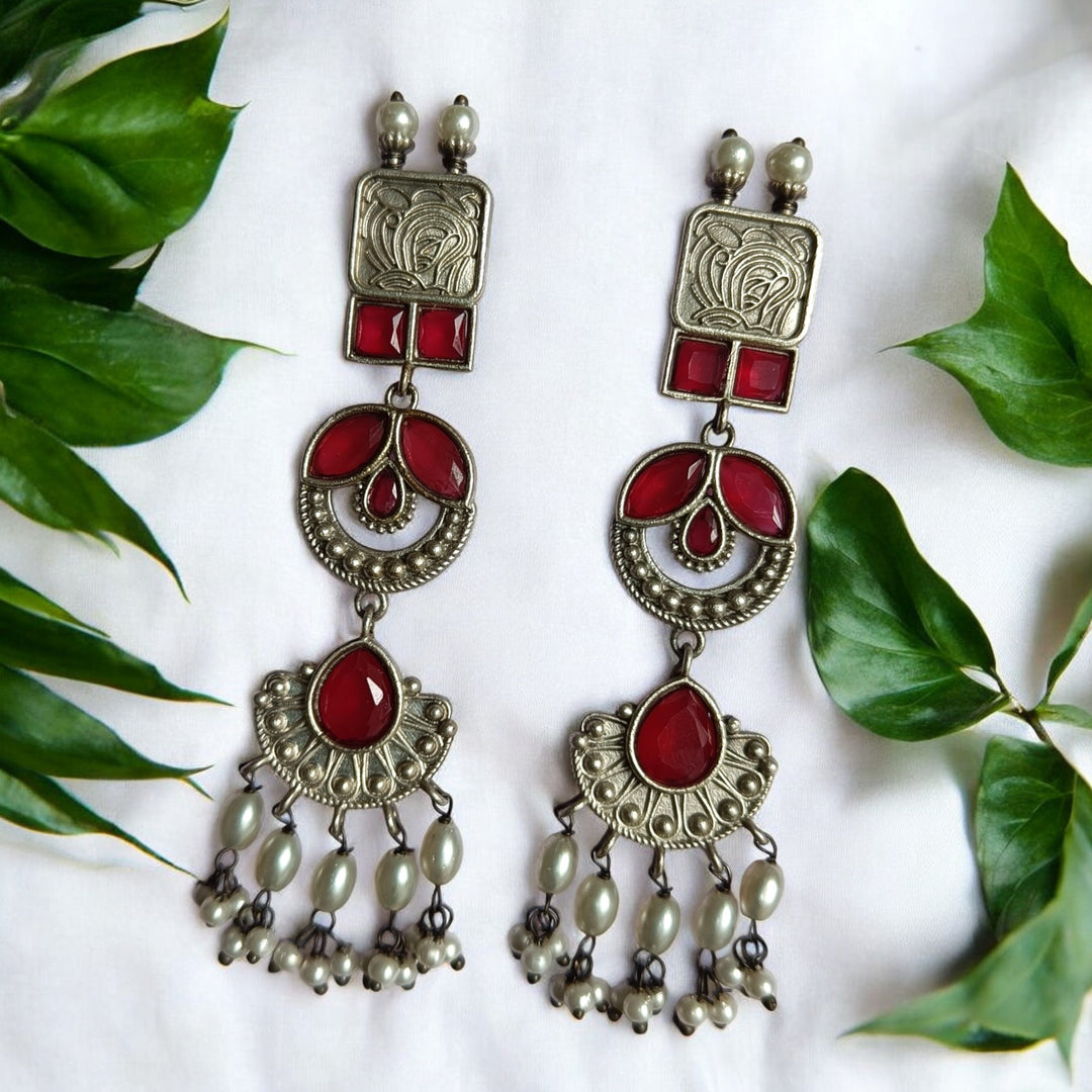 AASHMI SILVER OXIDISED EARRINGS [product_variant]- TelaNaari