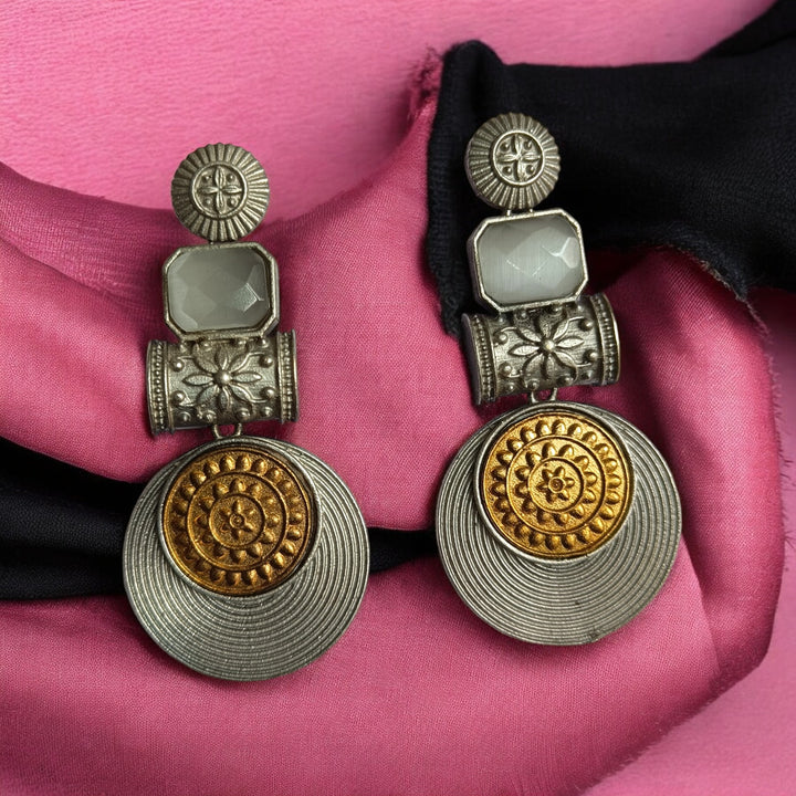 ELEGANT AASHTHA DUAL TONE SILVER-PLATED EARRINGS [product_variant]- TelaNaari