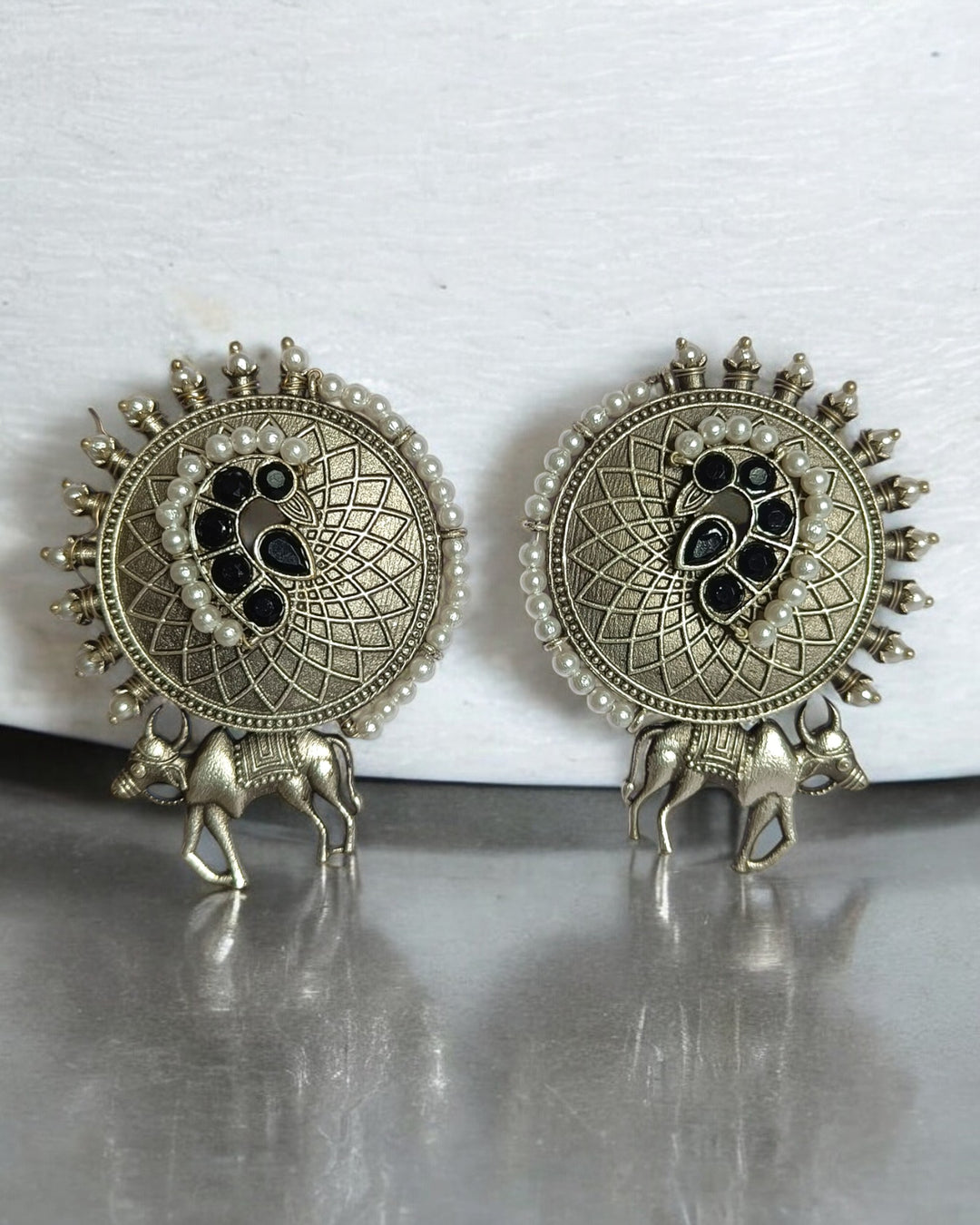 SILVER OXIDISED EARRINGS BHAVIYA [product_variant]- TelaNaari