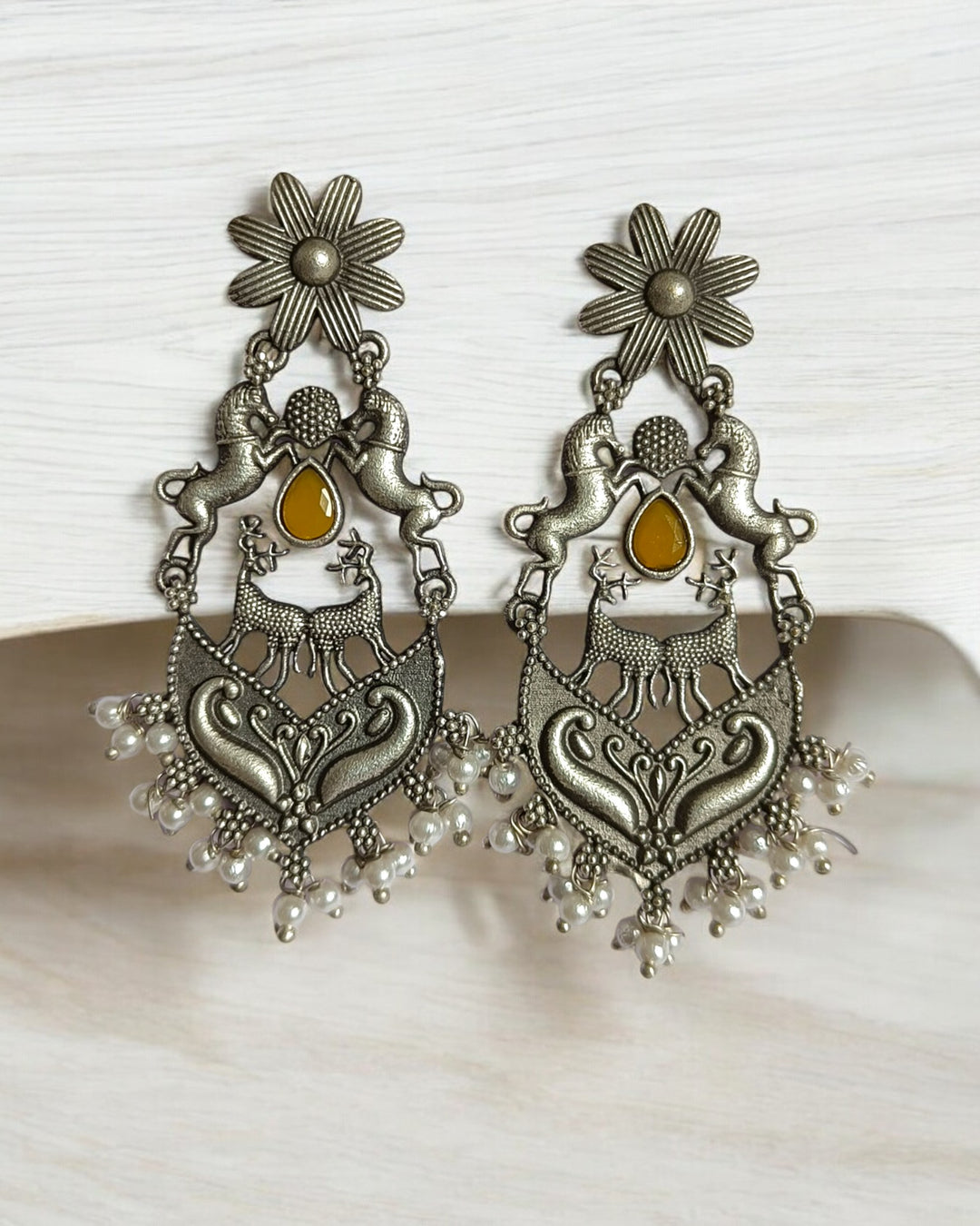 SILVER LOOK ALIKE EARRINGS DAHILA [product_variant]- TelaNaari