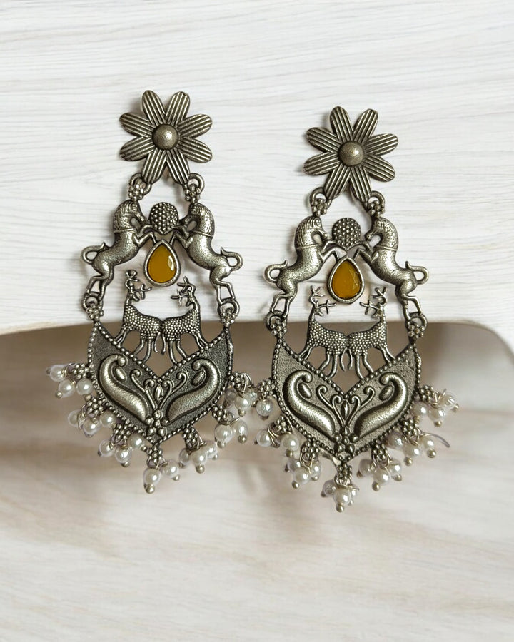 SILVER LOOK ALIKE EARRINGS DAHILA [product_variant]- TelaNaari