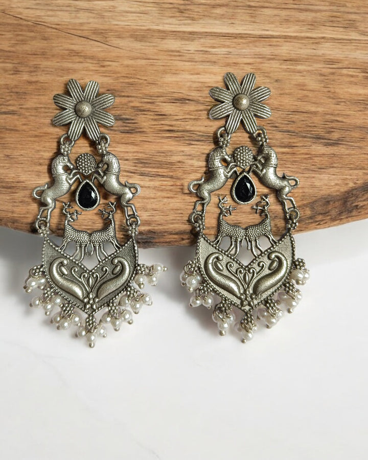 SILVER LOOK ALIKE EARRINGS DAHILA [product_variant]- TelaNaari