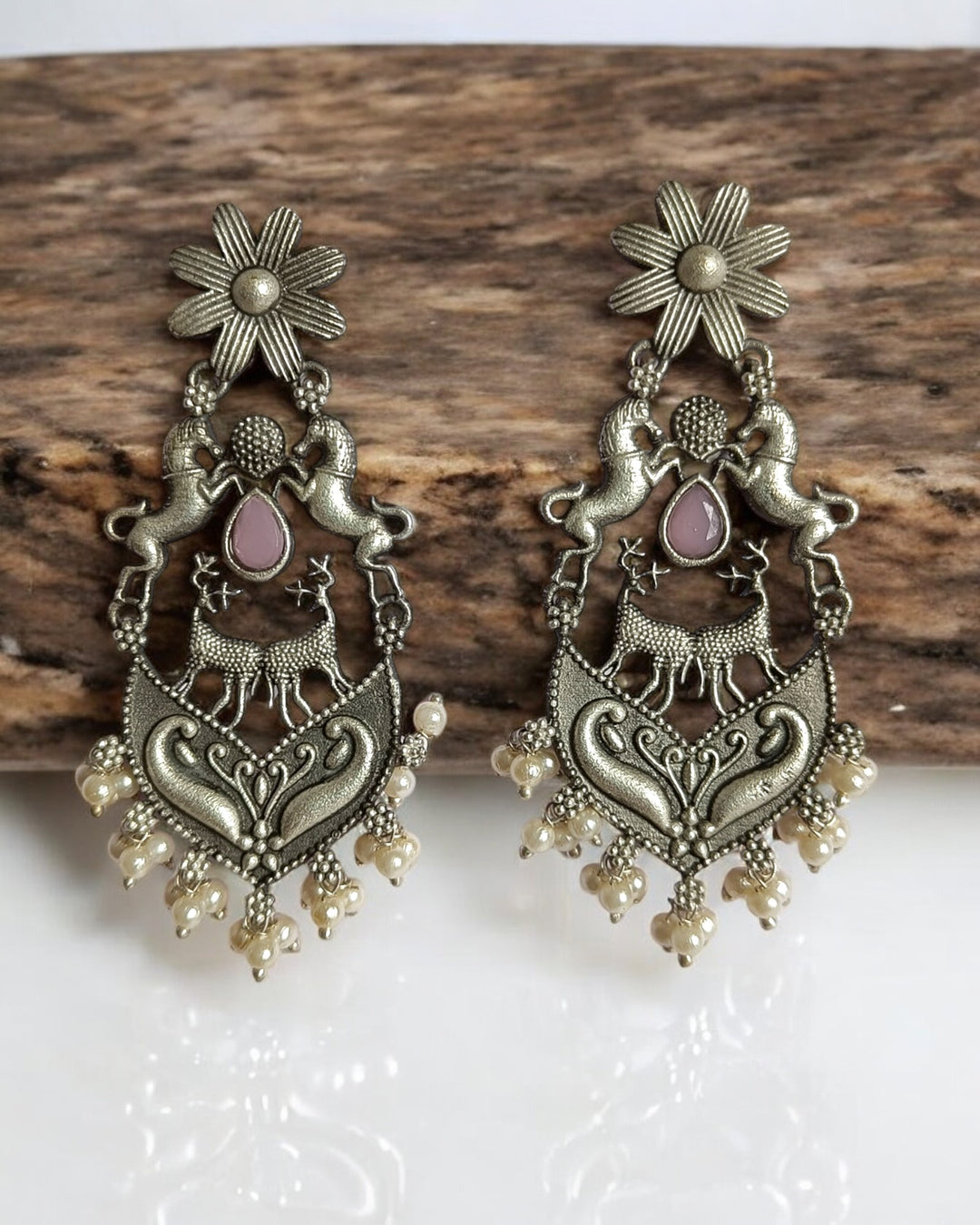 SILVER LOOK ALIKE EARRINGS DAHILA [product_variant]- TelaNaari