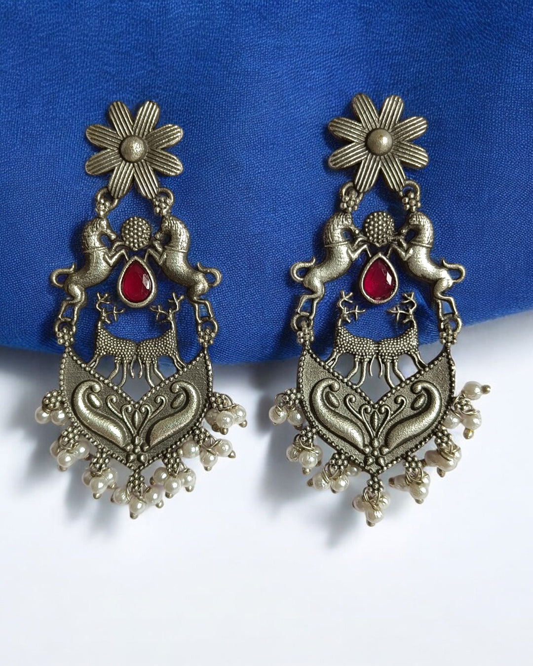 SILVER LOOK ALIKE EARRINGS DAHILA [product_variant]- TelaNaari