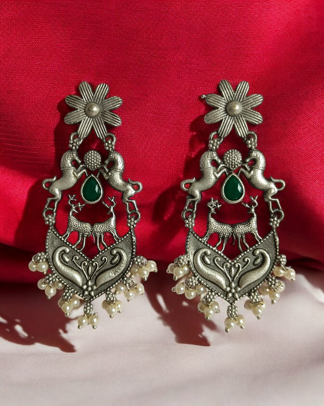 SILVER LOOK ALIKE EARRINGS DAHILA [product_variant]- TelaNaari