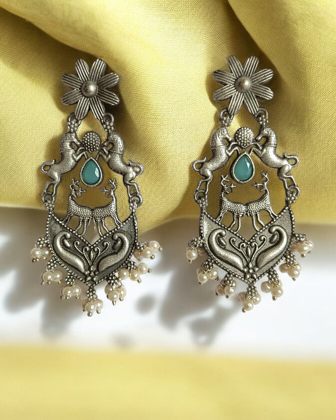 SILVER LOOK ALIKE EARRINGS DAHILA [product_variant]- TelaNaari