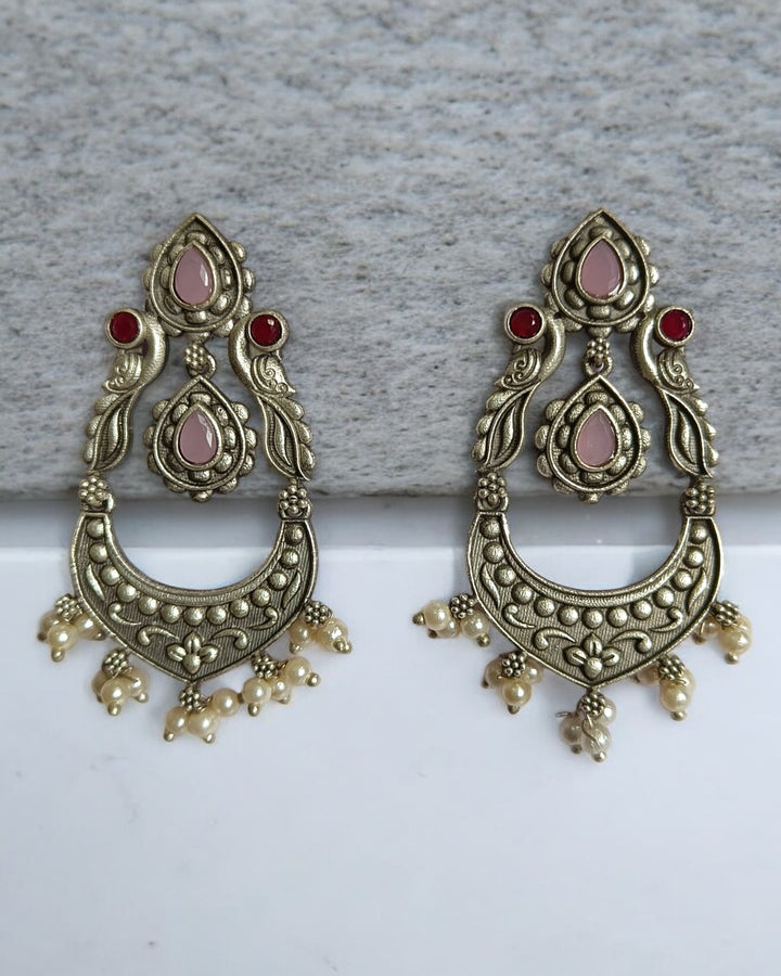 SILVER LOOK ALIKE EARRINGS JANNAT [product_variant]- TelaNaari