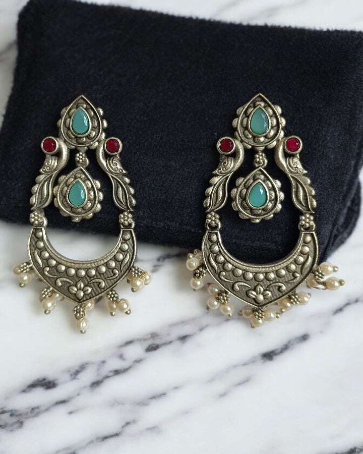 SILVER LOOK ALIKE EARRINGS JANNAT [product_variant]- TelaNaari