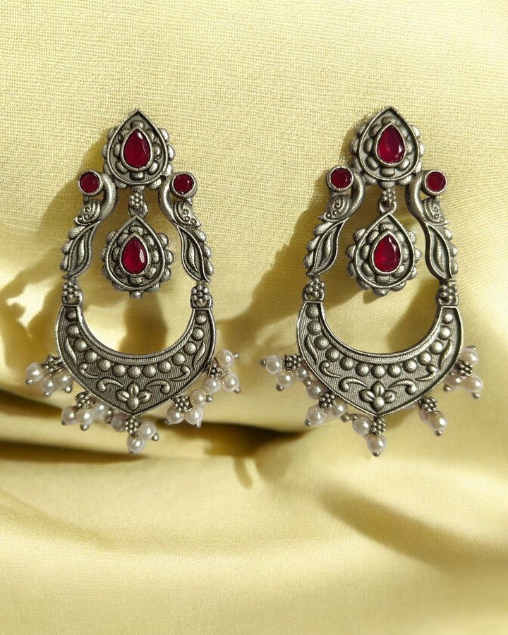 SILVER LOOK ALIKE EARRINGS JANNAT [product_variant]- TelaNaari