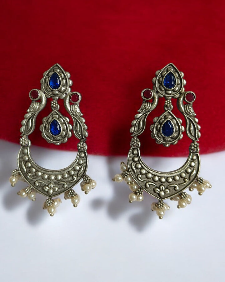 SILVER LOOK ALIKE EARRINGS JANNAT [product_variant]- TelaNaari