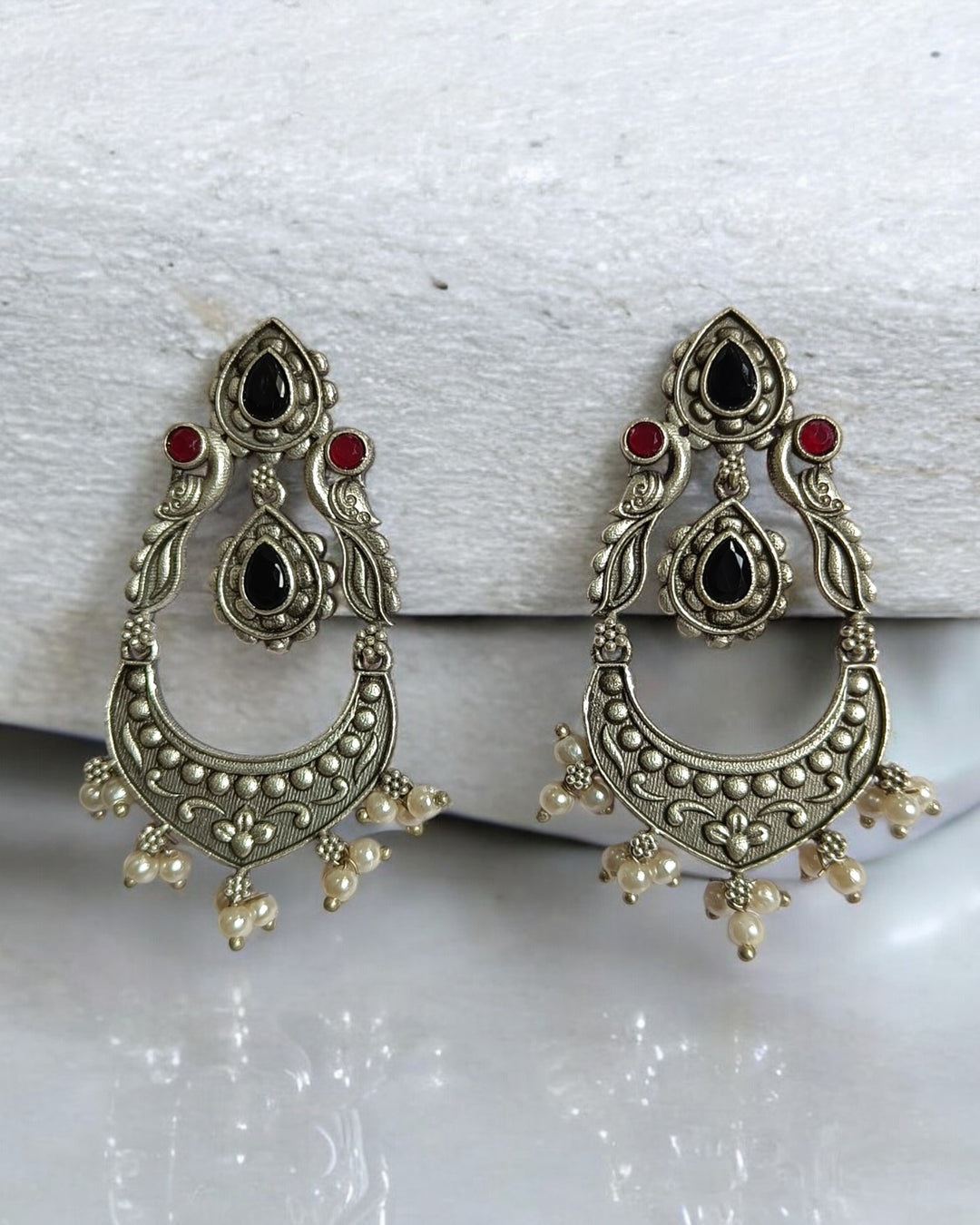 SILVER LOOK ALIKE EARRINGS JANNAT [product_variant]- TelaNaari