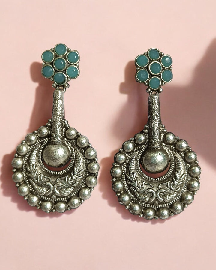 SILVER OXIDISED EARRINGS YUVIKA [product_variant]- TelaNaari