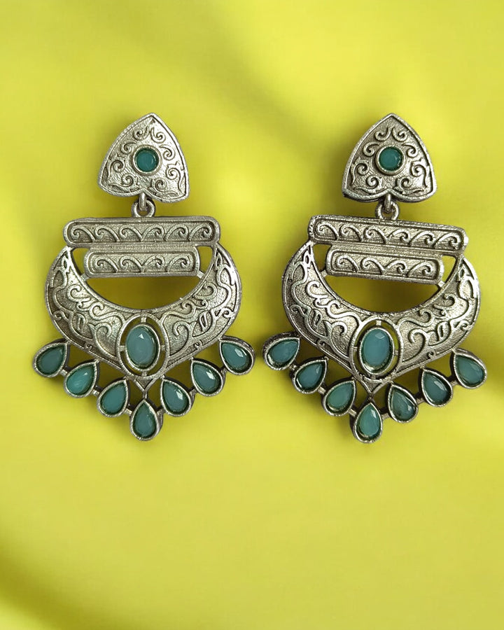 SILVER OXIDISED EARRINGS AISH [product_variant]- TelaNaari