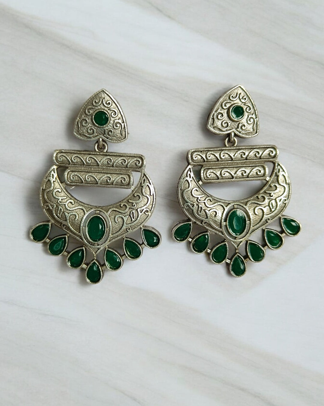 SILVER OXIDISED EARRINGS AISH [product_variant]- TelaNaari