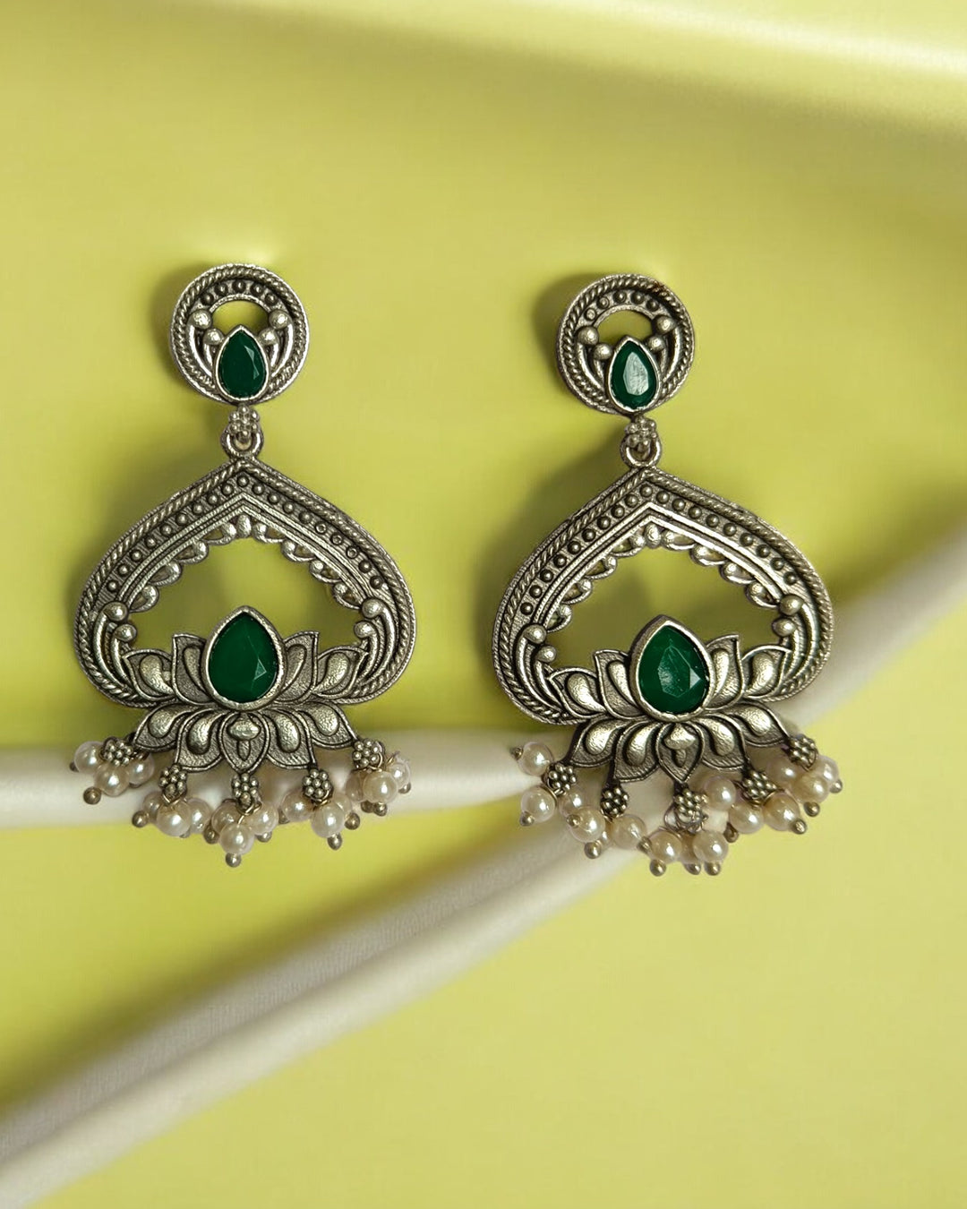 SILVER LOOK ALIKE EARRINGS MRINAL [product_variant]- TelaNaari