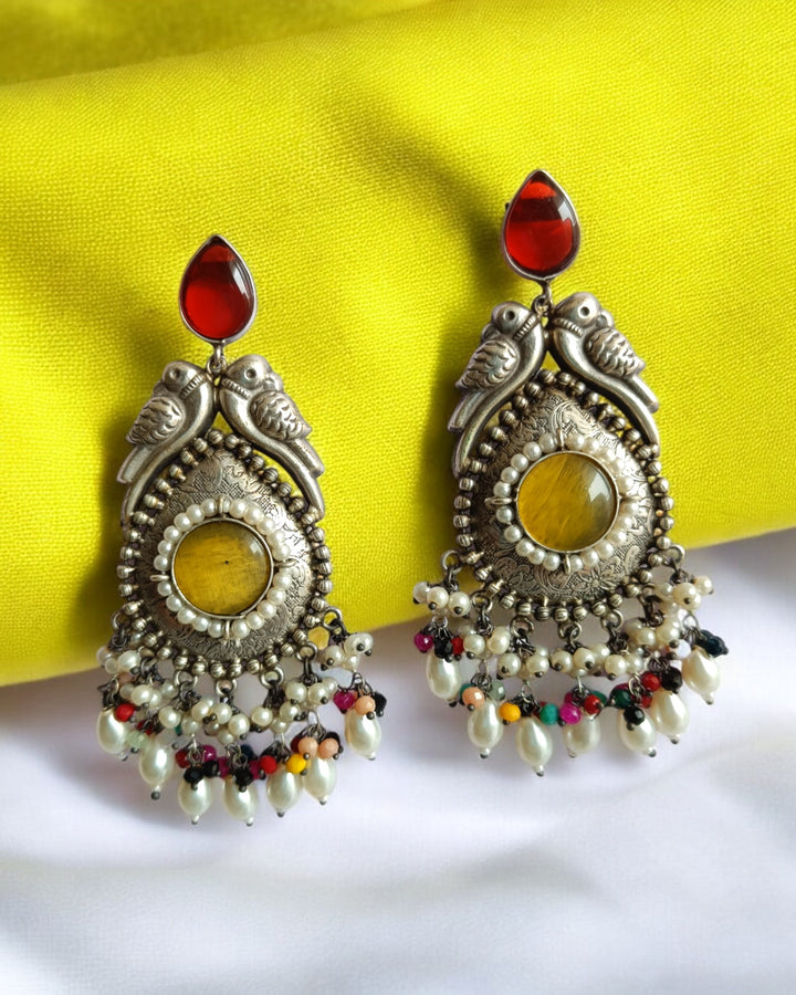 ATHVIKA CLASSIC TONE SILVER-PLATED PEARL EARRINGS