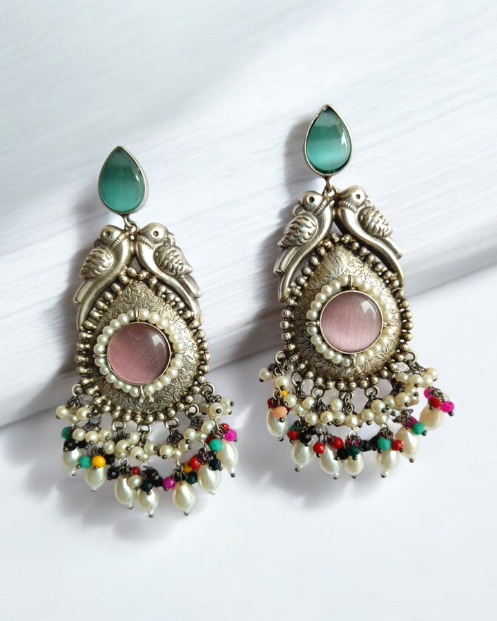 ATHVIKA CLASSIC TONE SILVER-PLATED PEARL EARRINGS