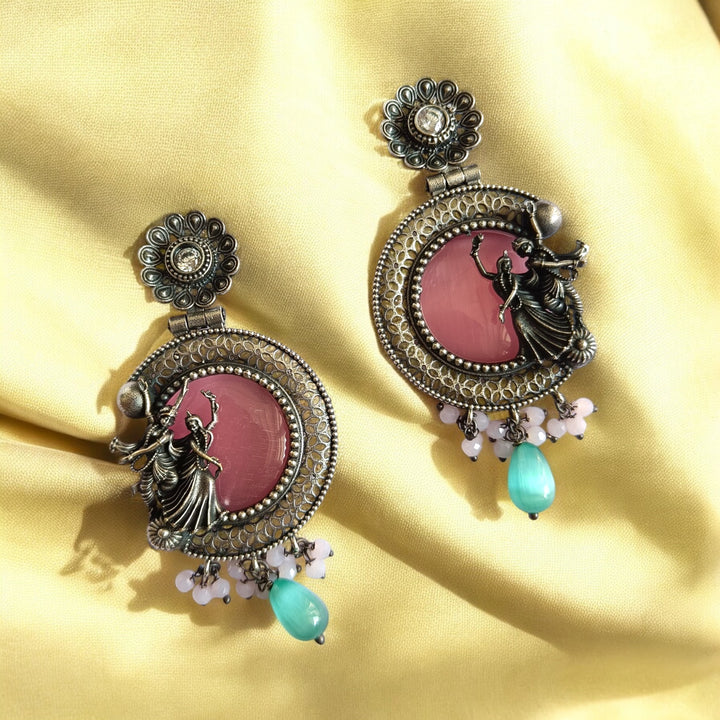 DEEPALI SILVER-PLATED PINK RADHE KRISHNA NECKLACE SET