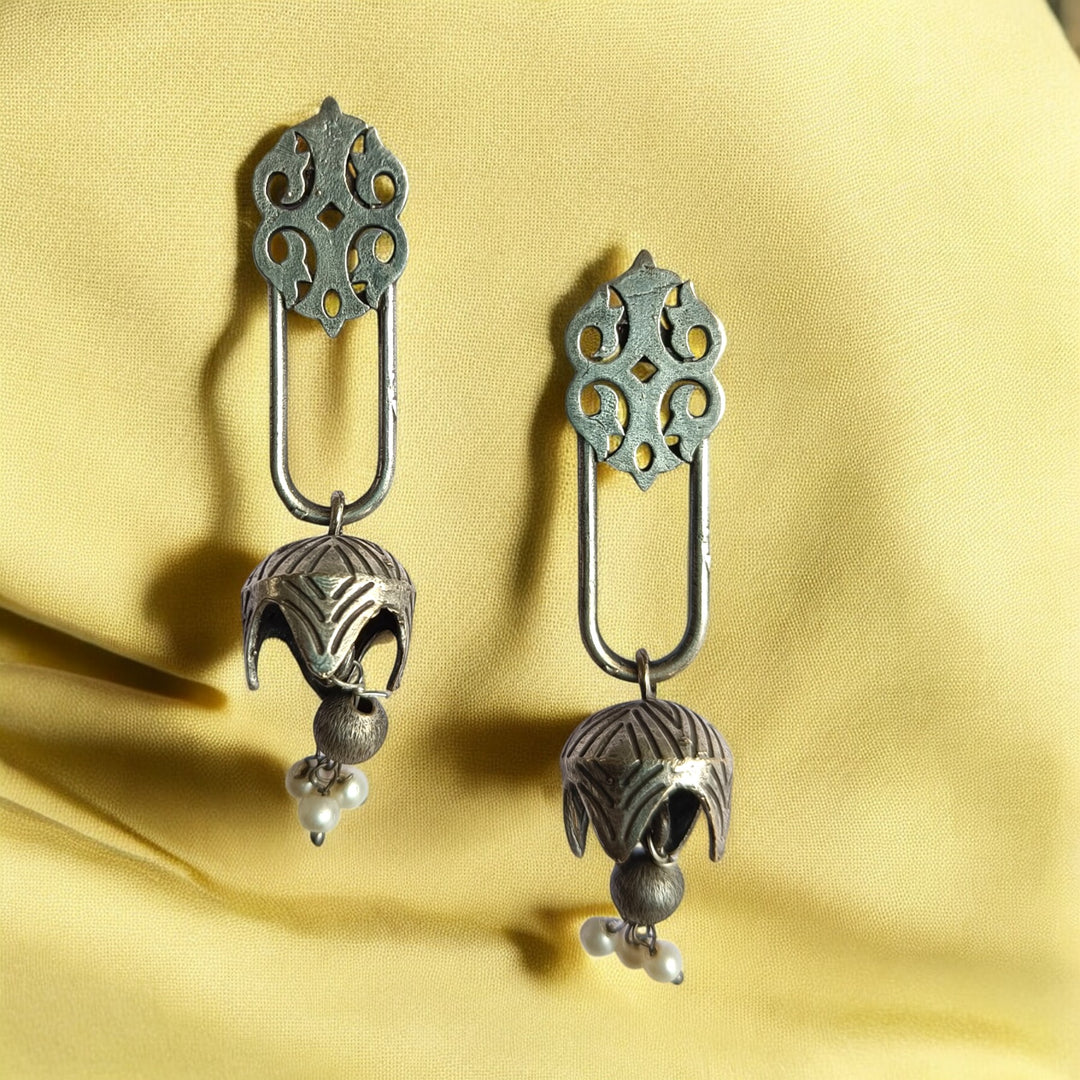 CLASSIC ANTIQUE AYUSHMATI SILVER OXIDISED EARRINGS [product_variant]- TelaNaari