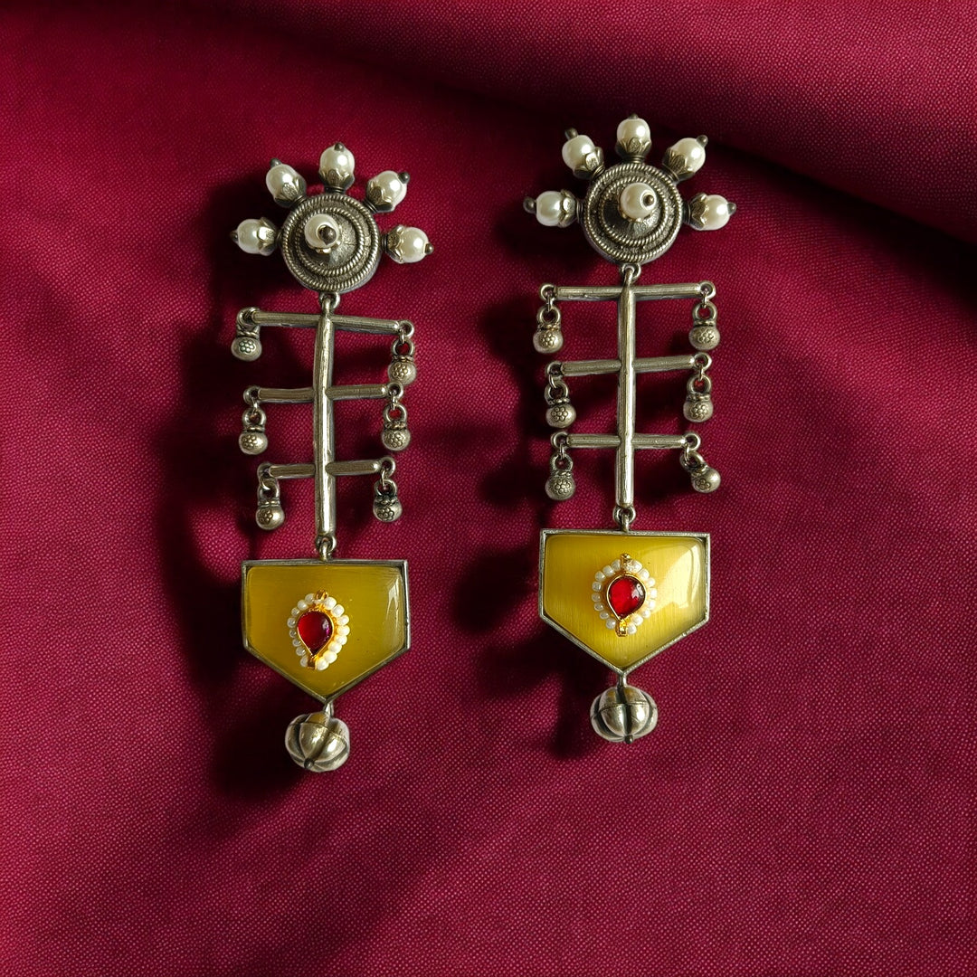 CLASSIC ELEGANT AYUSHKA SILVER OXIDISED EARRINGS [product_variant]- TelaNaari