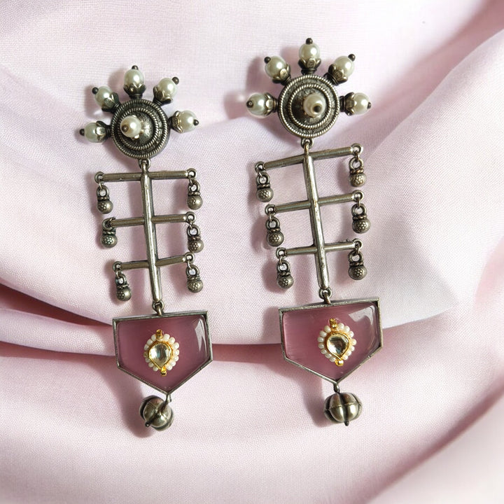 CLASSIC ELEGANT AYUSHKA SILVER OXIDISED EARRINGS [product_variant]- TelaNaari