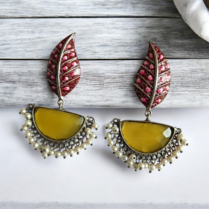 CLASSIC ELEGANT AYURDA PEARL SILVER OXIDISED EARRINGS [product_variant]- TelaNaari