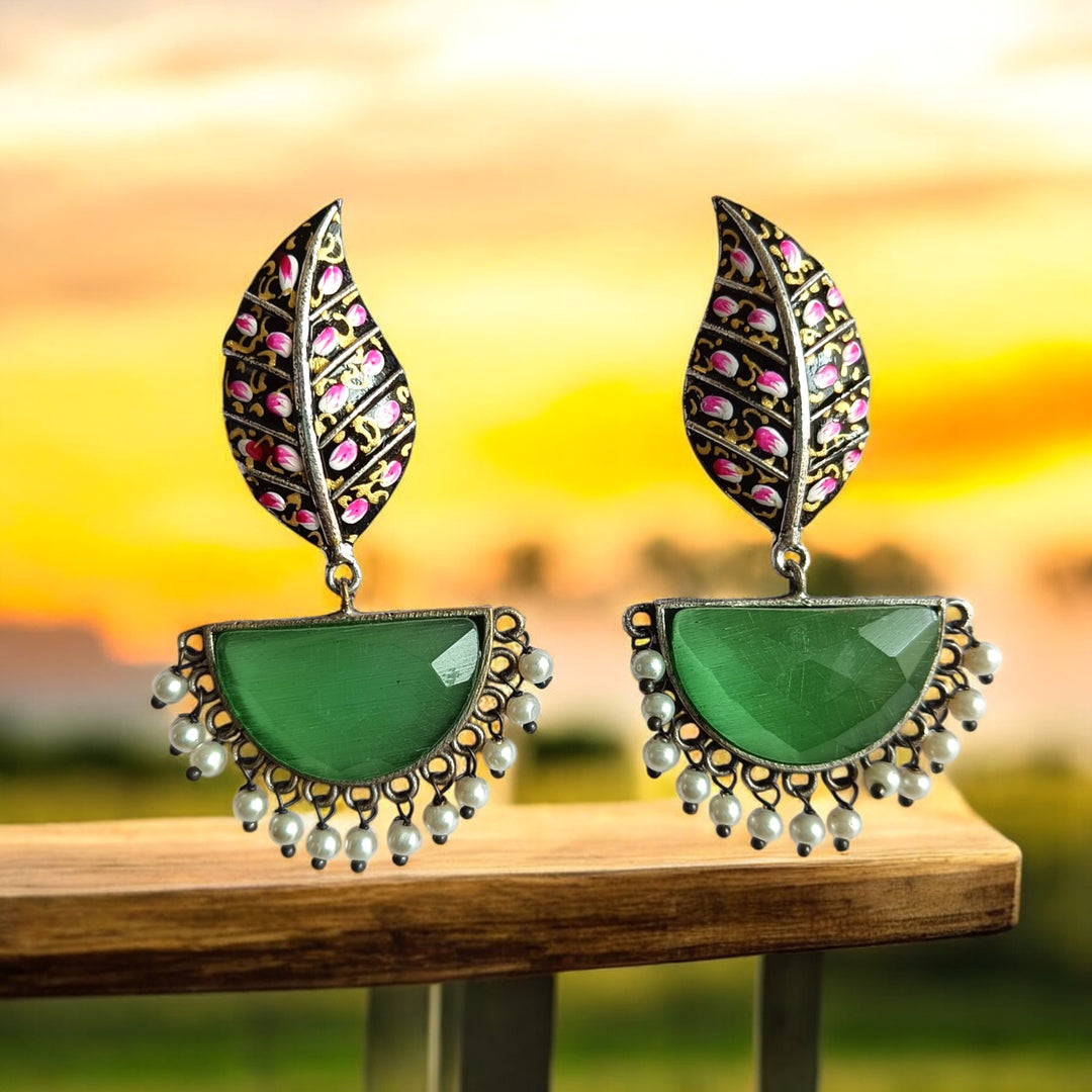 CLASSIC ELEGANT AYURDA PEARL SILVER OXIDISED EARRINGS [product_variant]- TelaNaari