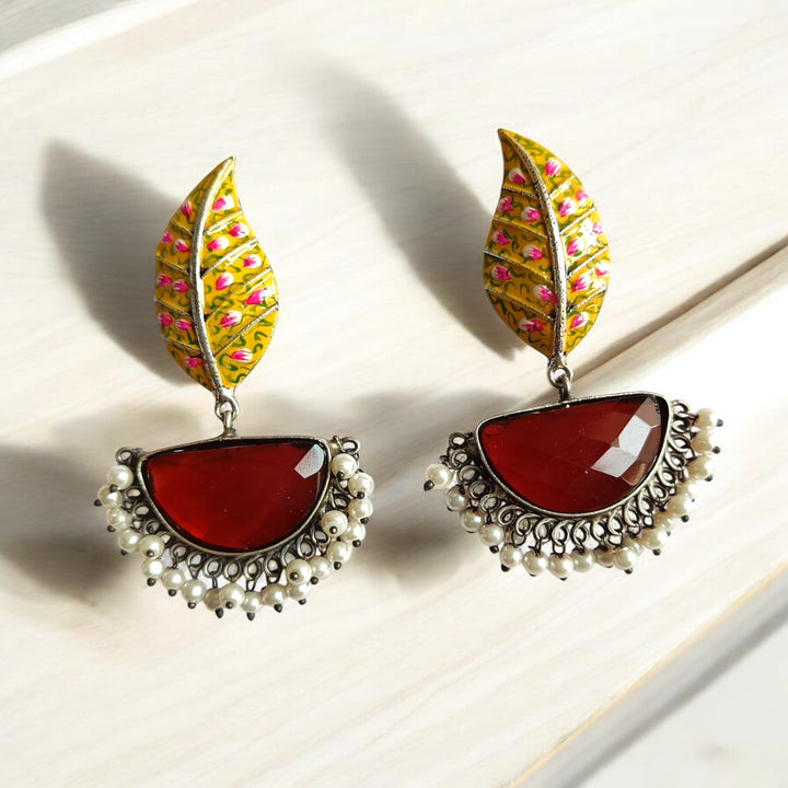 CLASSIC ELEGANT AYURDA PEARL SILVER OXIDISED EARRINGS [product_variant]- TelaNaari