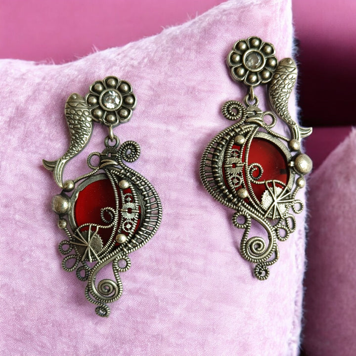 CLASSIC ELEGANT AYUSHI SILVER OXIDISED EARRINGS [product_variant]- TelaNaari