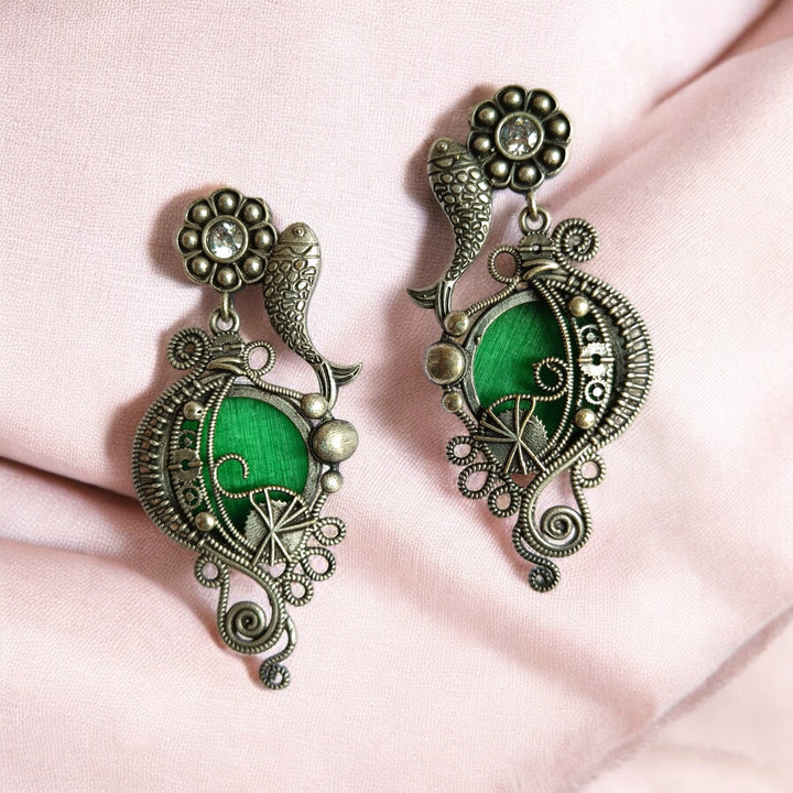 CLASSIC ELEGANT AYUSHI SILVER OXIDISED EARRINGS [product_variant]- TelaNaari