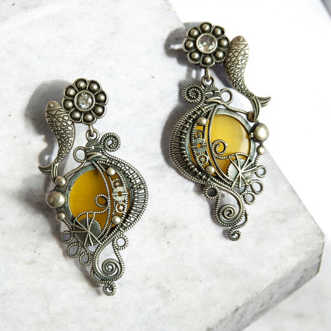 CLASSIC ELEGANT AYUSHI SILVER OXIDISED EARRINGS [product_variant]- TelaNaari