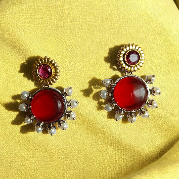 CLASSIC AVYA DUAL TONE SILVER PLATED EARRINGS [product_variant]- TelaNaari