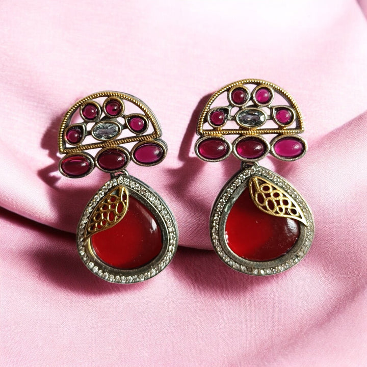 CLASSIC AYUSHREE DUAL TONE SILVER PLATED EARRINGS [product_variant]- TelaNaari