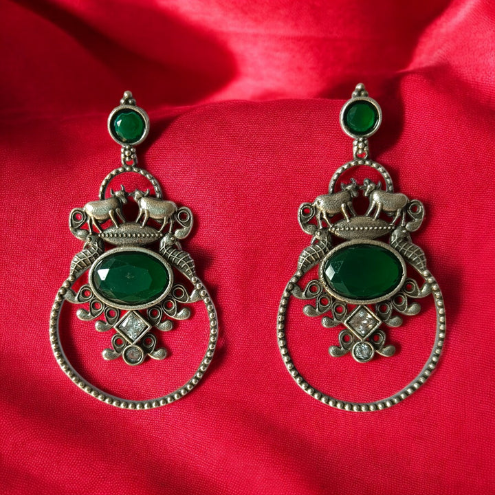 SILVER OXIDISED EARRINGS NASREEN [product_variant]- TelaNaari