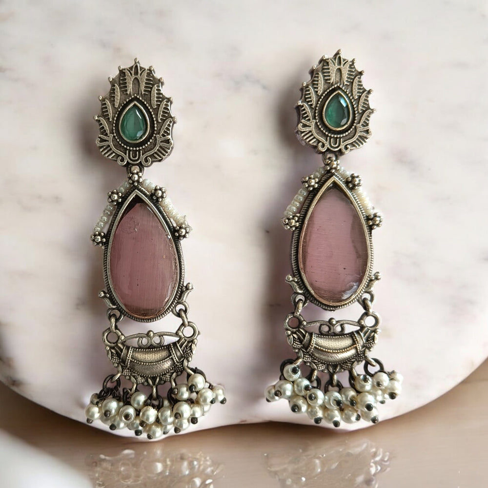 SILVER OXIDISED EARRINGS JANNAT