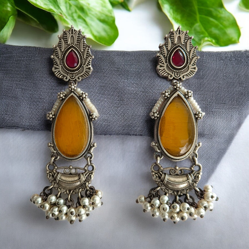 SILVER OXIDISED EARRINGS JANNAT