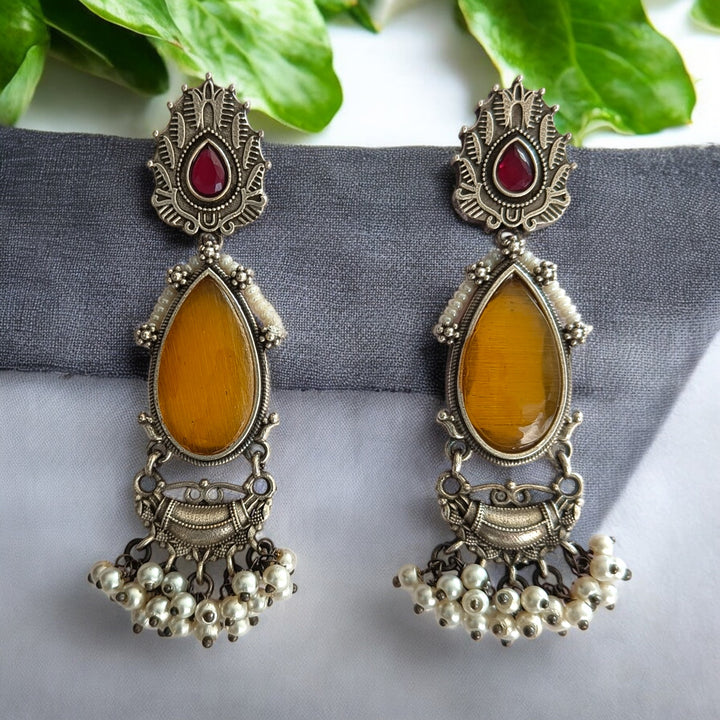 SILVER OXIDISED EARRINGS JANNAT [product_variant]- TelaNaari