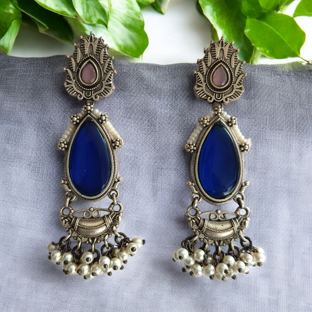 SILVER OXIDISED EARRINGS JANNAT [product_variant]- TelaNaari