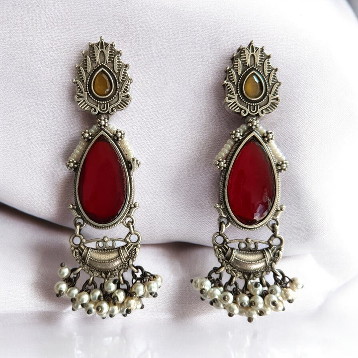 SILVER OXIDISED EARRINGS JANNAT [product_variant]- TelaNaari