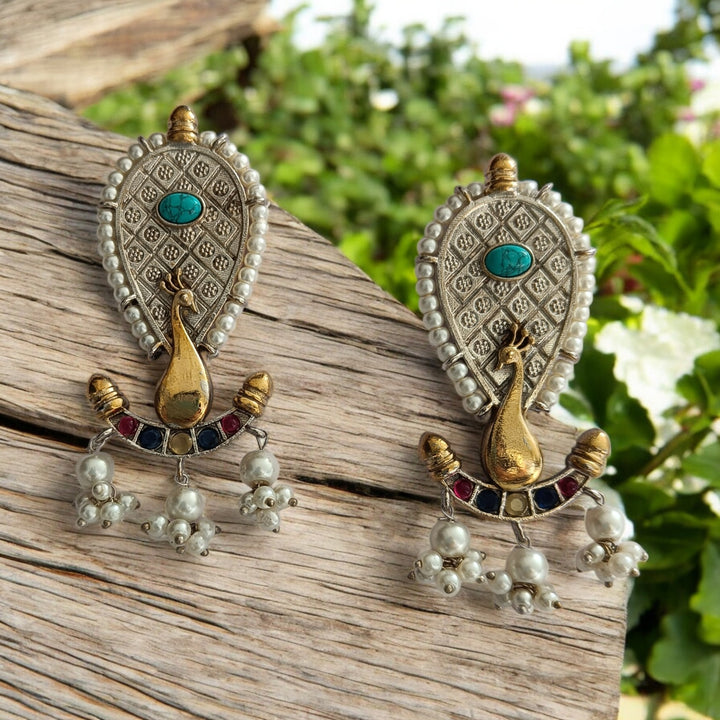 SILVER OXIDISED EARRINGS YASMIN [product_variant]- TelaNaari