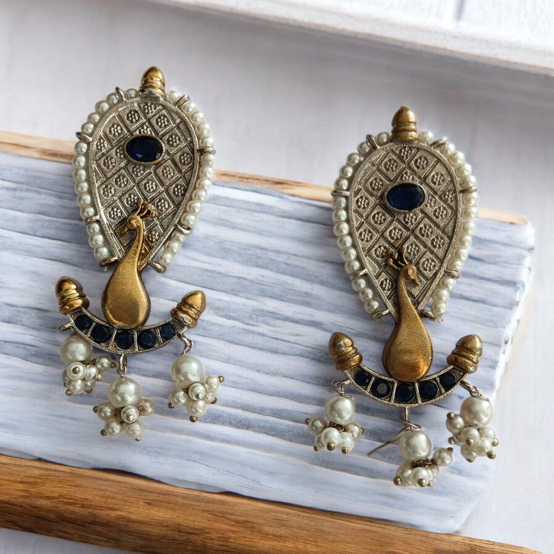 SILVER OXIDISED EARRINGS YASMIN [product_variant]- TelaNaari