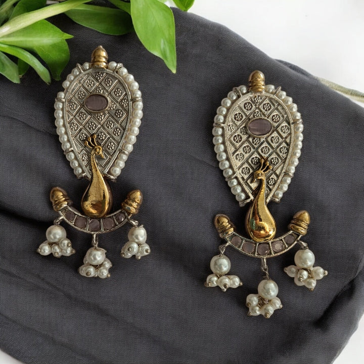 SILVER OXIDISED EARRINGS YASMIN [product_variant]- TelaNaari