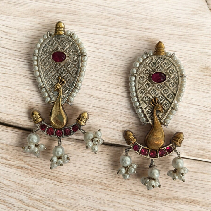 SILVER OXIDISED EARRINGS YASMIN [product_variant]- TelaNaari