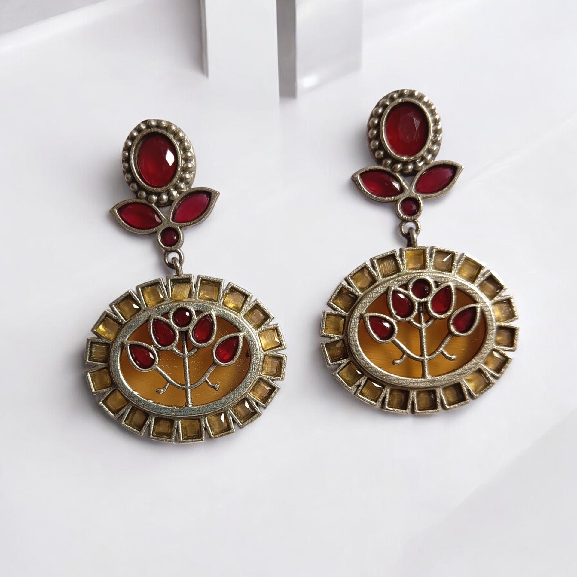 SHOP ELEGANT INDRAJA SILVER PLATED EARRINGS Online for Women
