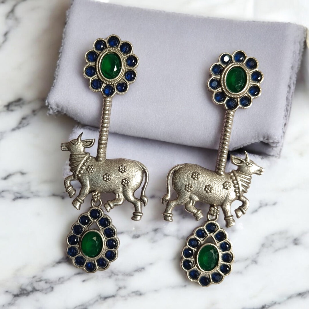 CLASSIC INDUMAULI NANDI SILVER PLATED EARRINGS [product_variant]- TelaNaari